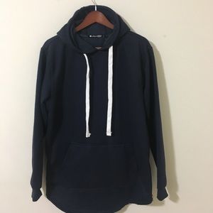 Long Navy Blue Hoodie w/ Side Zippers